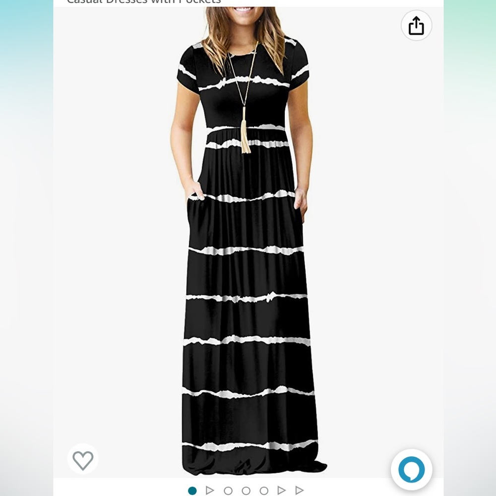 HAOMEILI Women’s Short Sleeve Long Maxi Casual Dress With Pockets